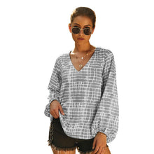 Load image into Gallery viewer, Autumn Women Loose V-neck Printed Blouse Shirt Long Sleeve Tops Female Blouse