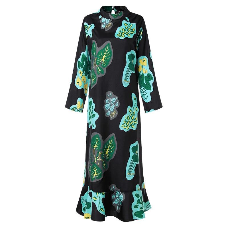 Summer Dress Women Long Maxi Dress Vintage Floral Printed Long Sleeve Loose Beach Sundress Plus Size Casual Vestidos