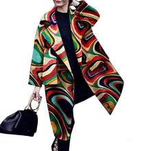 Load image into Gallery viewer, Women Fashion Lapel Printing Long Winter Wool Blend Coat Plus Size Long Sleeve Coat and Jacket Elegant Vintage Outerwear