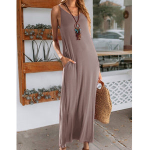 New Fashion Summer Solid Color Beach Maxi Dress