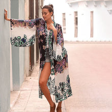 Load image into Gallery viewer, Chiffon Printed Belt Loose Seaside Holiday Beach Sunscreen Cardigan Cover Up
