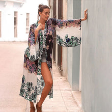 Load image into Gallery viewer, Chiffon Printed Belt Loose Seaside Holiday Beach Sunscreen Cardigan Cover Up
