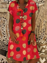 Load image into Gallery viewer, Fashion Multicolor Polka Dot V-neck Spliced Midi Dress