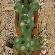 Load image into Gallery viewer, Fashion Multicolor Polka Dot V-neck Spliced Midi Dress