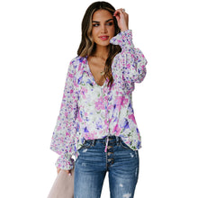 Load image into Gallery viewer, Cardigan Button Floral Chiffon Shirt Women&#39;s Loose Oversized Top