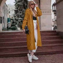 Load image into Gallery viewer, Autumn/winter Solid-colored Hooded Long Cardigan Sweater Hemp Sweater