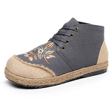 Load image into Gallery viewer, New national style women&#39;s shoes, front lace up, middle upper, casual women&#39;s short boots, thick bottomed round head embroidered shoes