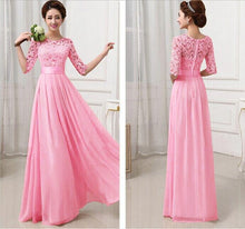 Load image into Gallery viewer, Fashion Chiffon Lace Solid Color Evening Maxi Dress
