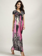 Load image into Gallery viewer, Beautiful Bohemia Floral Short Sleeve V Neck Maxi Dress