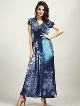 Load image into Gallery viewer, Pretty Bohemia Floral Short Sleeve V Neck Maxi Dress