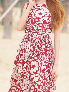 Fashion Bohemia Floral Thick Straps Sleeveless Maxi Dress