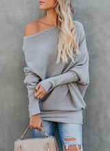 Load image into Gallery viewer, Sweater Female Solid Bat Long Sleeved Round Collar Casual Sweater Female