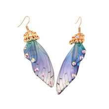 Load image into Gallery viewer, Retro temperament butterfly wings long bridal earrings ladies fashion animal earrings simulation earrings
