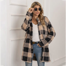 Load image into Gallery viewer, Autumn Winter Sweater Cardigan Amazon Hot Contrast Plaid Long Coat