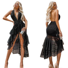Load image into Gallery viewer, Women&#39;s dress Sexy deep V hanging neck back dress.