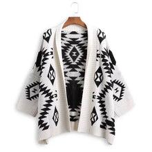 Load image into Gallery viewer, Medium Length Diamond Jacquard Cardigan Sweater Coat