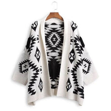 Load image into Gallery viewer, Medium Length Diamond Jacquard Cardigan Sweater Coat