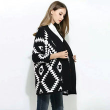 Load image into Gallery viewer, Medium Length Diamond Jacquard Cardigan Sweater Coat