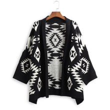 Load image into Gallery viewer, Medium Length Diamond Jacquard Cardigan Sweater Coat