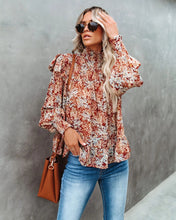 Load image into Gallery viewer, New Pleated High-necked Small  Floral Print Blouses
