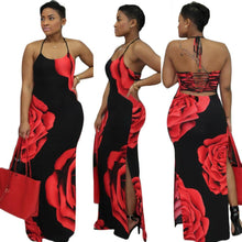 Load image into Gallery viewer, Sexy Printed Halter Side Split Maxi Dress