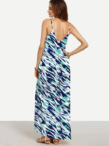 Unique Bohemia Spaghetti Straps V Neck Maxi Dress