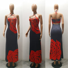 Load image into Gallery viewer, Sexy Printed Halter Side Split Maxi Dress