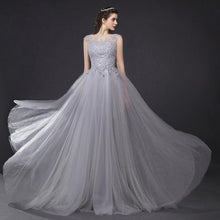 Load image into Gallery viewer, Three Colors Long Lace Evening Dress  Huge Hem Banquet