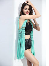 Load image into Gallery viewer, Elegant Wave Net Sleeveless with Tassels Cover-Up Tops