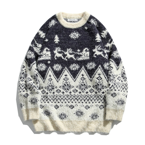 Loose Casual Couple Sweater Pullover Long Sleeve Korean Christmas Cartoon Sweater