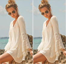 Load image into Gallery viewer, New Women&#39;s V-neck Loose Oversized Trumpet Sleeve Dress