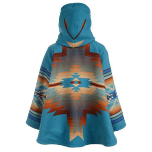 Printed casual loose long sleeve hooded jacket for women