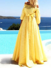 Load image into Gallery viewer, Off-the-shoulder Puff Sleeves Evening Dress