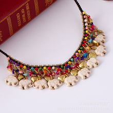 Load image into Gallery viewer, Boho style semi-precious stone necklace Thai wax thread braided clavicle chain women