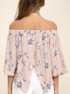 Fashion Floral Off Shoulder 3/4 Sleeve Blouse Shirt Tops