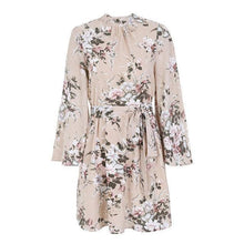 Load image into Gallery viewer, Flower Printed Long Sleeve Backless Belted Mini Dress
