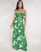 Load image into Gallery viewer, SEXY PRINTING STRAPLESS FLOUNCE TOP WIDE-LEG TROUSERS SUIT