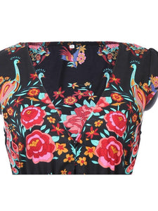 Beautiful Bohemia Floral-Print Cap Sleeve Deep V Neck Elastic Waist Maxi Dress