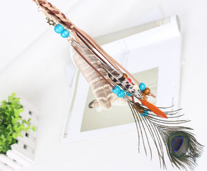 Bohemian Gypsy Handmade Peacock Feathers Beads Headwear Accessories