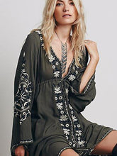Load image into Gallery viewer, Bohemia Inwrought Floral-Print Long Sleeve Deep V Neck Maxi Dress