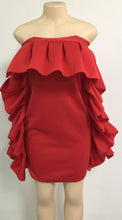 Load image into Gallery viewer, Sexy Off Shoulder Ruffle Solid Color Bodycon Mini Dress