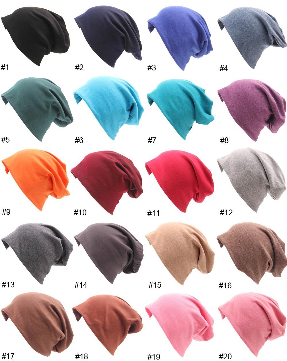 Hip-hop Soft Stretch Slouchy Solid Color Skull Cap