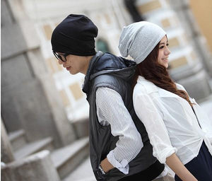 Hip-hop Soft Stretch Slouchy Solid Color Skull Cap