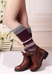 Winter Bohemian Boot Cuffs Knit Crochet Leg Warmers Socks