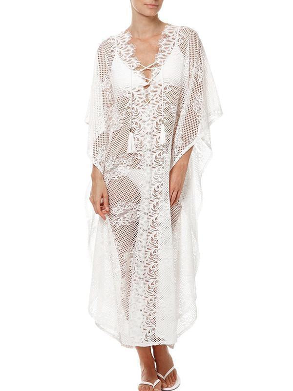 Lace White Split Front Long Bohemia Beach Dress – boholooks