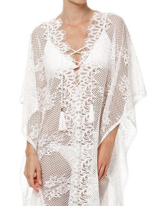 Lace White Split Front Long Bohemia Beach Dress