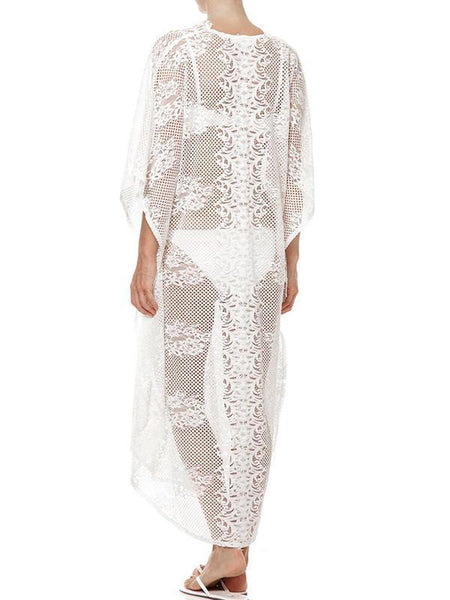 Lace White Split Front Long Bohemia Beach Dress