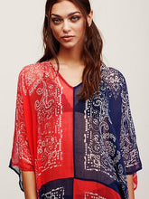 Load image into Gallery viewer, Chiffon Bohemia Red and Blue Maxi Beach Dress