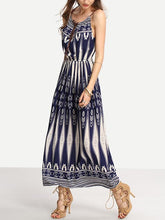 Load image into Gallery viewer, Floral-Print Waist Strape Round Neck Bohemia Beach Dress