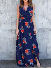 Load image into Gallery viewer, Popular Floral-Print Sleeveless V Neck Side Split Bohemia Beach Dress